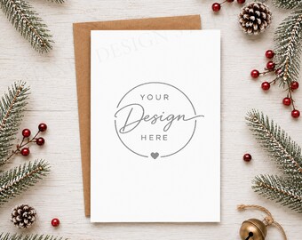 Christmas Card Mockup: 5x7 Invitation, Holiday Design (Digital Download)