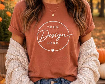 Fall T-Shirt Mockup Lifestyle Stock Photos (Digital Download)