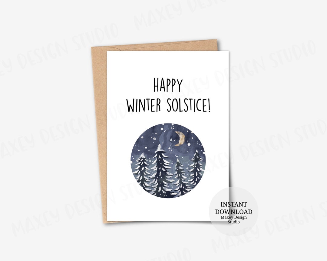 Printable Card Happy Winter Solstice Card Solstice Greeting Etsy