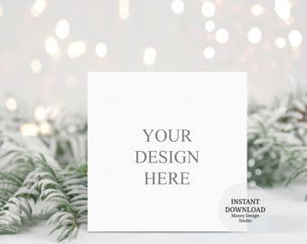Square Christmas Card Mockup: Holiday Invitation (Digital Download)