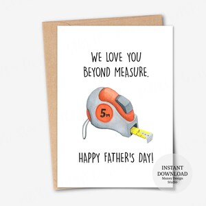 Carte imprimable, Carte Nous vous aimons au-delà de toute mesure, Papa, personne ne vous mesure, Cartes de fête des pères, Carte pour papa, Carte pour grand-père