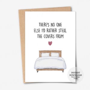 Tarjeta imprimible, No hay nadie más a quien prefiera robarle las portadas, Tarjetas de aniversario divertidas, Tarjeta de felicitación de aniversario, Tarjeta de cumpleaños