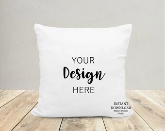 Square Pillow Mockup: White Pillow, Valentine's Day Design (Digital Download)
