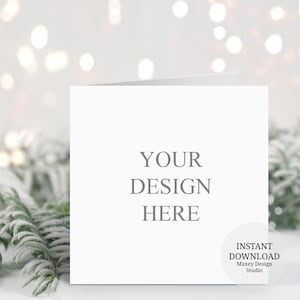 Mockup di biglietto di Natale, Mockup di biglietto quadrato piegato, Mockup di biglietto di ringraziamento, Mockup di invito, Mockup di biglietti di auguri, Mockup di Natale