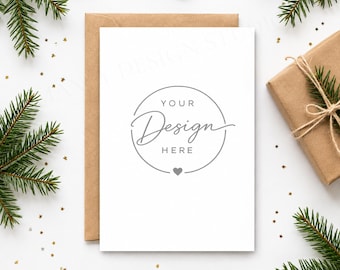 Christmas Card Mockup: 5x7 Invitation, Holiday Design (Digital Download)