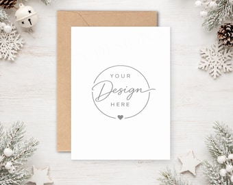 Christmas Card Mockup: 5x7 Invitation, Holiday Design (Digital Download)
