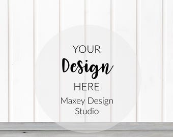White Wood Background Mockup: Digital Display Backdrop (2000x2000 px)