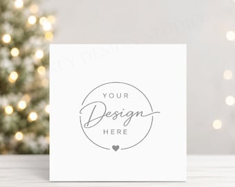 Square Christmas Card Mockup: Holiday Invitation (JPEG FILE)