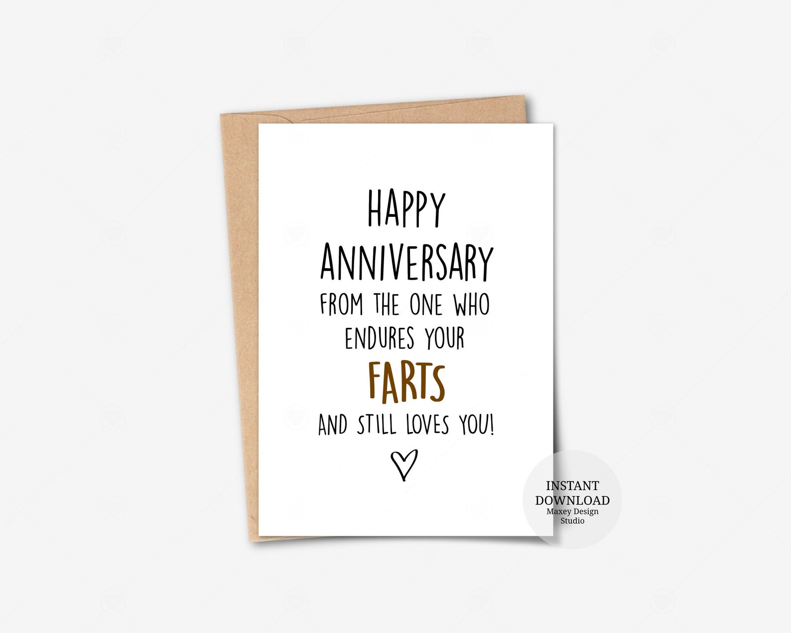 Instant download card Fart Anniversary card Funny | Etsy