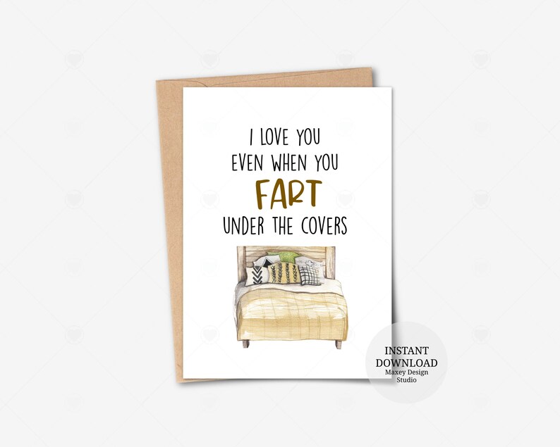 Printable Card I Love You Even When You Fart Under the Etsy