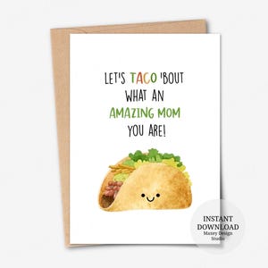 Carte à imprimer, tacos, quelle maman incroyable vous êtes, cartes drôles pour la fête des mères, carte de voeux tacos, cartes pour nouvelle maman, cartes pour petits garçons