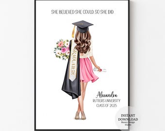 Instant Download Print, Personalized Graduation print, Graduation keepsake, Customized gift for the grad, College Graduation, Graduation Art
