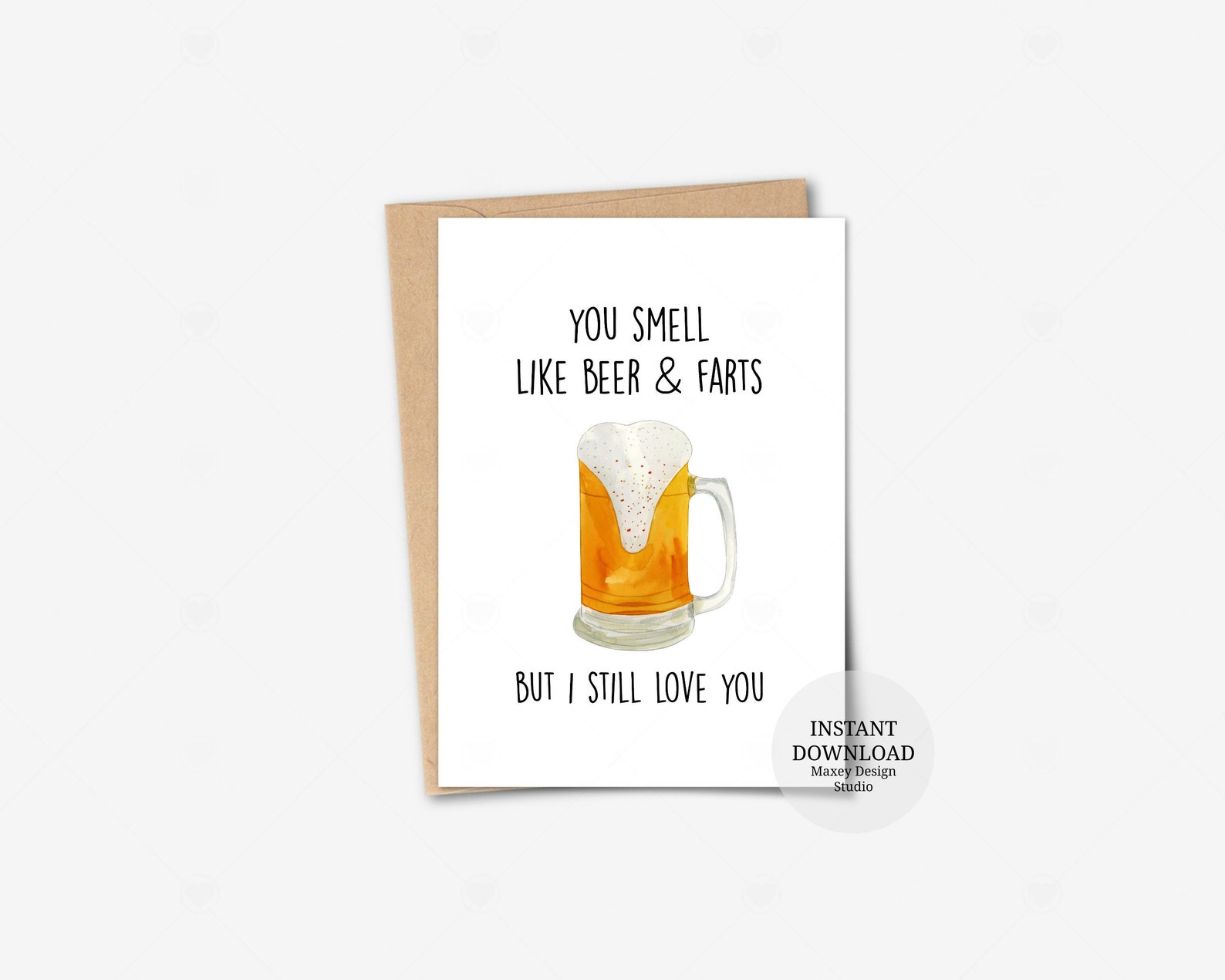 Printable card You smell like beer and farts Card for Beer Etsy
