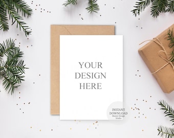 Christmas Card Mockup: 5x7 Invitation, Holiday Design (Digital Download)