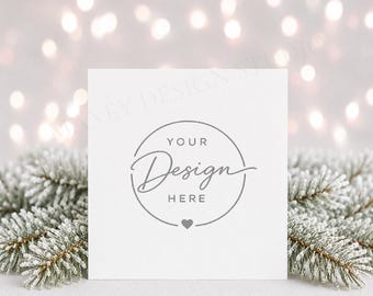 Square Christmas Card Mockup: Holiday Invitation (JPEG FILE)