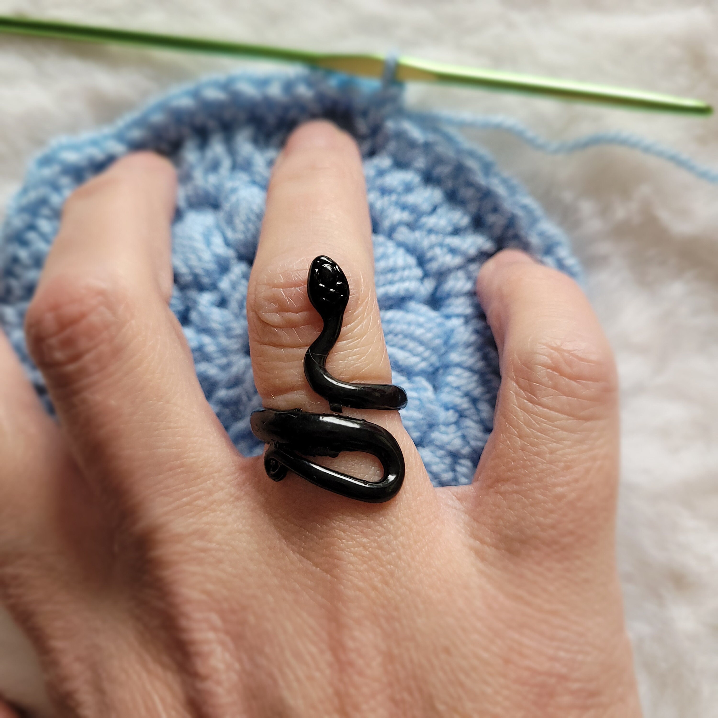 Adjustable Crochet or Knitting Ring. Peacock Crochet or Knitting