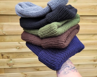 Knitted double-layered hats. Hats for men, women, and teens. Beanies for adults and teens. Winter hat.