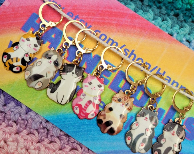 Cat stitch marker. Stitch markers for crochet and knitting. Place markers. Progress trackers. Cat charm. Row markers. Cats