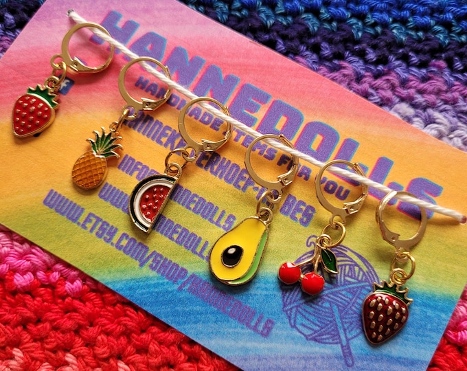 Set of 6 fruit stitch markers