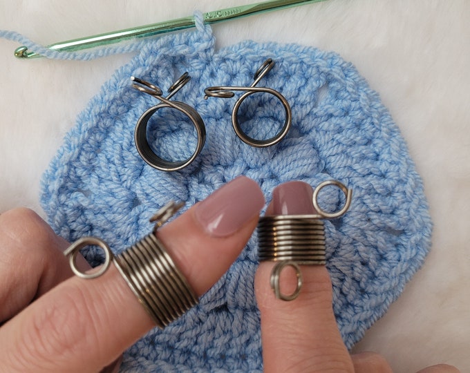 Crochet or knit ring a yarn tension aid for crocheting and knitting. This is a left and right handed crochet/knitting ring