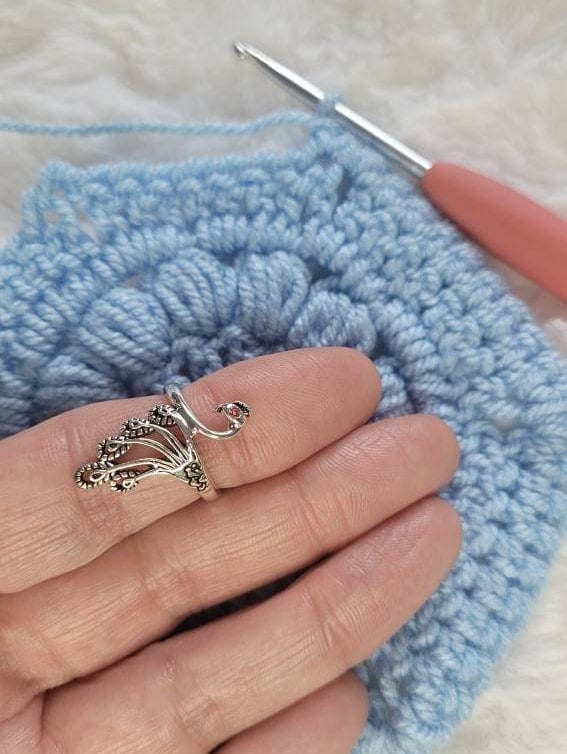 adjustable crochet loop knitting ring peacock