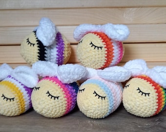 Pride Bees . Crochet Pride Bees . Crocheted to order . Handmade Bees . LGBTQIA plushies . Pride . Bee plushie . Pride toys