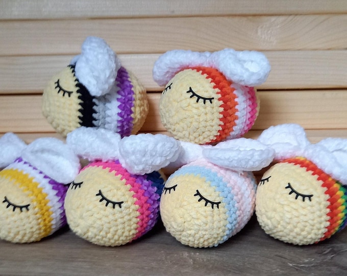 Pride Bees . Crochet Pride Bees . Crocheted to order . Handmade Bees . LGBTQIA plushies . Pride . Bee plushie . Pride toys