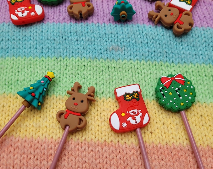 Knitting needle stoppers for Christmas. Needle stopper for knitting needles. Knitting needle accessories. Point protectors. Knitting. Christmas gift idea. Christmas