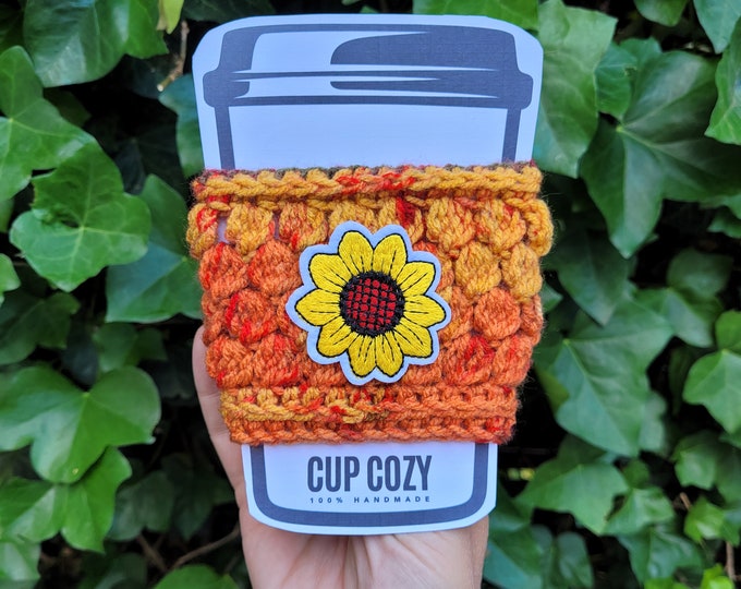 crocheted coffee sleeve Festive cup Sleeve - reusable cup cozy -