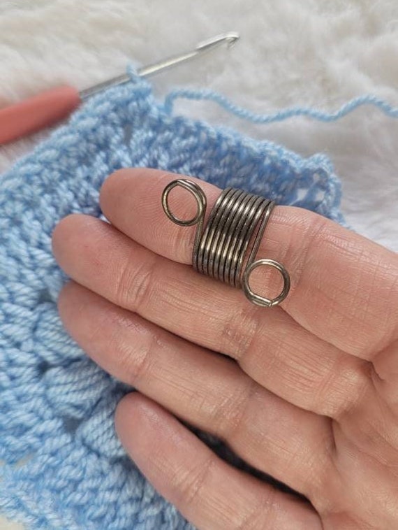 Sterling Silver Yarn Tension Ring Moon & Star Adjustable Size