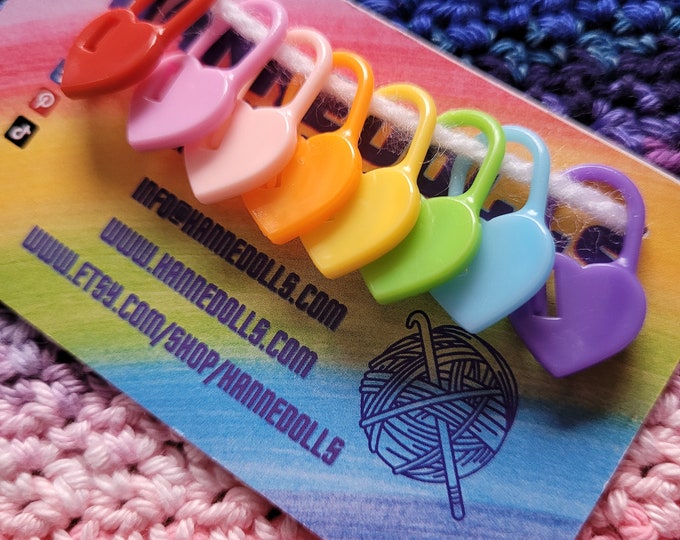 Heart Shaped Rainbow Stitch Marker Set 8 Pieces