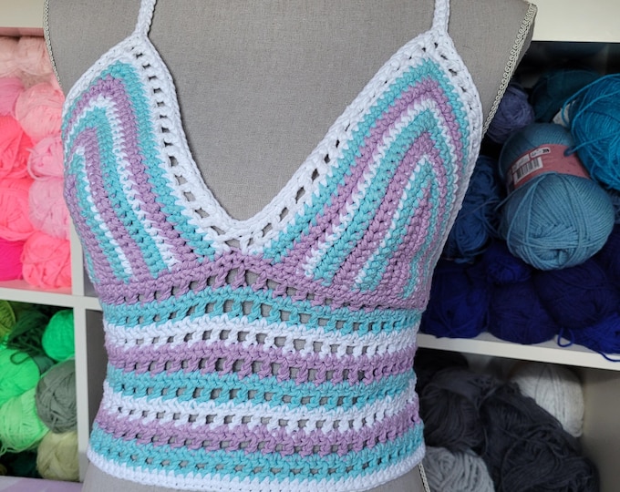 crocheted top in pastel shades - handmade clothing - crocheted top - gift for her - festival outfit - handmade with love - DIY