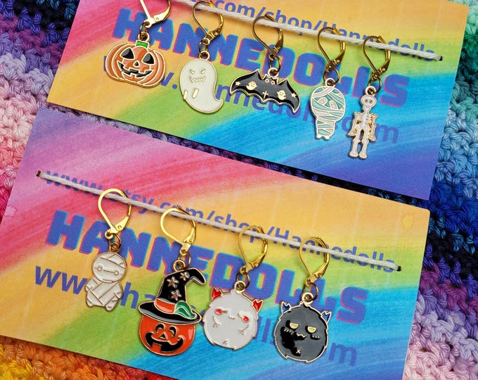 Halloween stitch marker. Stitch marker for crochet and knitting. Place markers. Progress trackers. Halloween charm. Row markers.