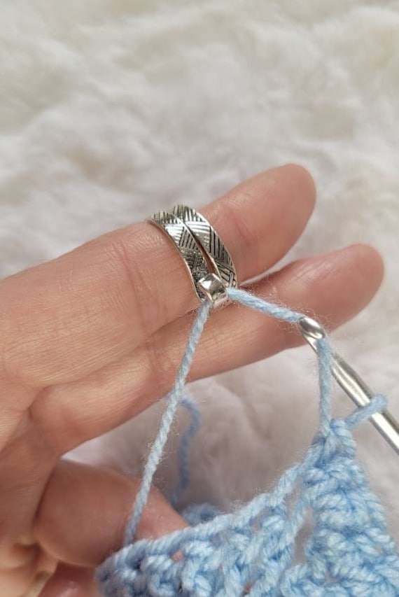 Silver-colored Crochet or Knitting Ring, a Yarn Tension Aid for