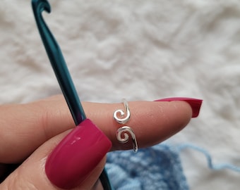 decorative crochet ring - decorative knitting ring - left-handed crochet ring - right-handed crochet ring - yarn tension aid - tension aid - crochet accessory
