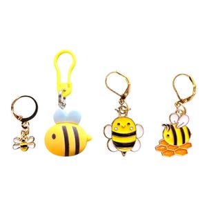 Kawaii Bijen Steekmarkeerders – Bee Stitch Markers – Haak & Brei Accessoires – Cute Crochet Markers – Handmade Gift – Bee Lover - kawaii bee