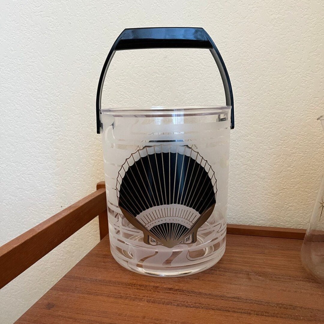 Vintage Culver Ice Bucket Champagne Wine Cooler 3 Piece Acrylic Set Removable Insert Scallop