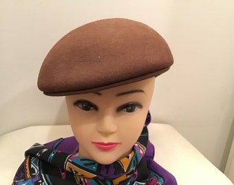 Vintage Brown Felted Wool Hat - Made in USA