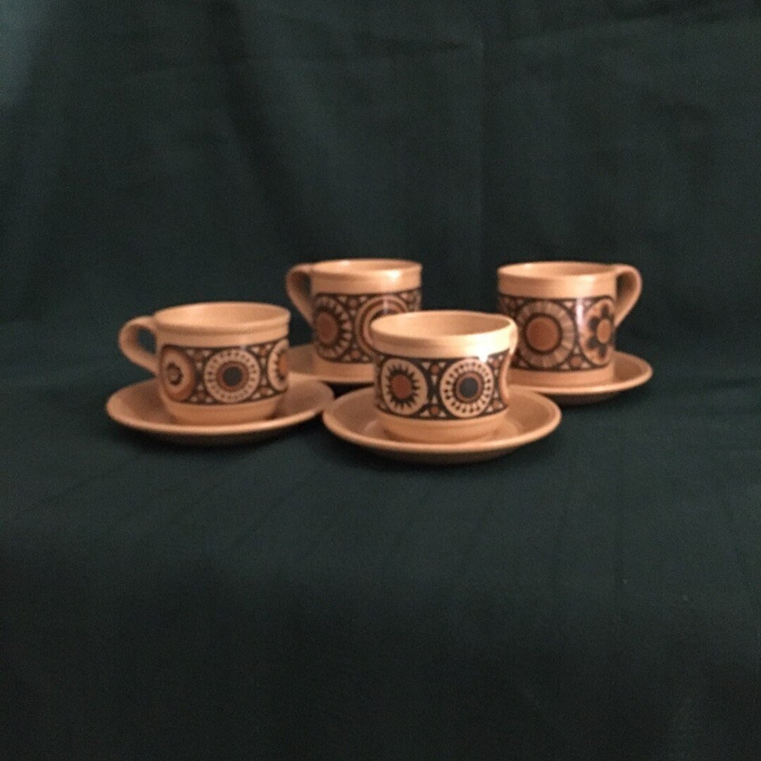 Vintage Mid Century Set of Tea Cups and Coffee Mugs Kiln Craft by