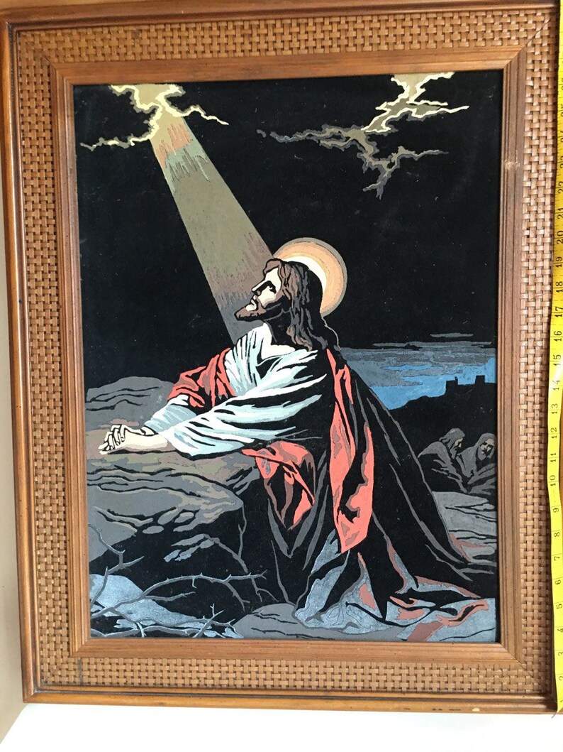 Hand Painted Jesus in Prayer Painting Framed Religious Etsy