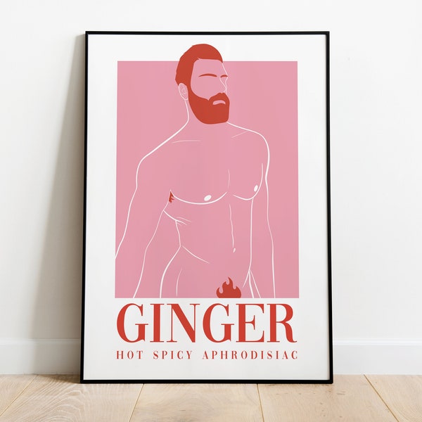 Affiche illustrée homme roux torse nu