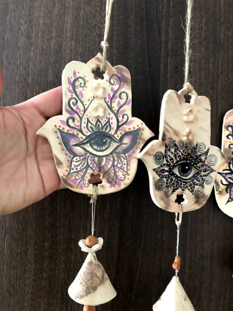 Hamsa Hand, Hamsa Wall Decor, Clay Hamsa, Hamsa Wall Hanging, Ceramic