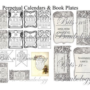 Perpetual Calendar Labels & Bookplates for Junk Journals