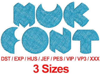 MUK Font - Machine Embroidery Designs Embroidery Fonts 3 Sizes Dst Exp Hus Jef Pes Vip Vp3 Xxx - Instant Downloads