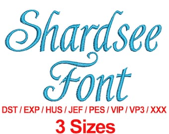 Shardsee Font - Machine Embroidery Designs Fonts 3 Sizes Alphabets All Formats - Instant Download