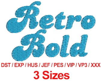 Retro Bold - 3 Sizes Machine Embroidery Design Fonts Alphabets All Formats - Instant Downloads