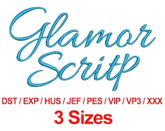 Glamor Script - 3 Sizes Machine Embroidery Designs Fonts Alphabets All Formats - Instant Download