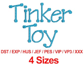 Tinker Toy Font - Machine Embroidery Designs Fonts 4 Sizes Alphabets All Formats - Instant Download