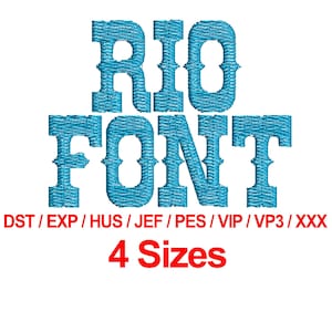 Rio Font - 4 Sizes Machine Embroidery Design Fonts Alphabets All Formats - Instant Downloads
