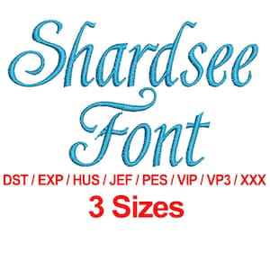 Shardsee-lettertype - Machineborduurontwerplettertypen 3 maten alfabetten alle formaten - direct downloaden
